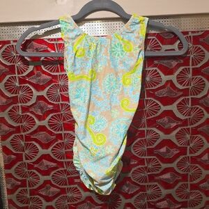 Foxy's Open Back Colorful Leotard with Coral Print